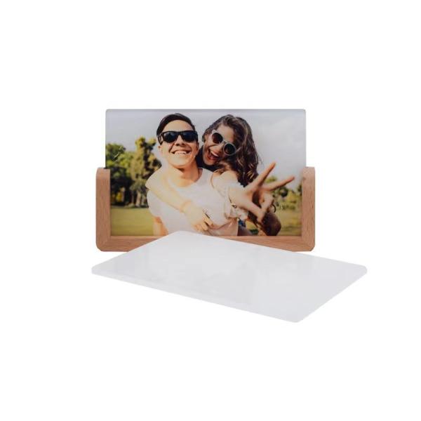 U Shape LED Wooden Base Sublimation Acrylic Photo Panel Customized Light Up Desktop Memorial Photo Frame