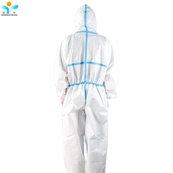 Microporous Disposable Blue Protective Coveralls 65gsm Used In Hospital For Nurses