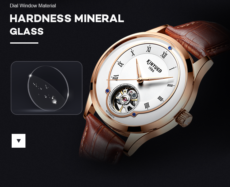 KINYUED tourbillon mens automatic watch skeleton mechanical water resistant watch men wristwatch