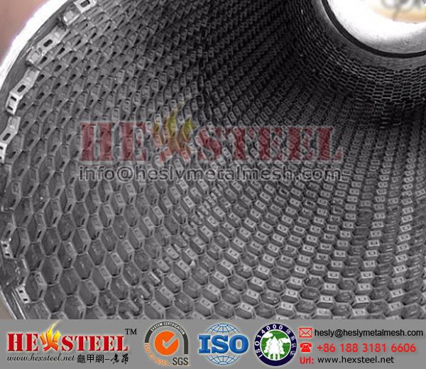 refractory hex mesh with bonding hole