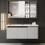 YALIG Customized Counter Wash Basin Wooden White Cabinet Bathroom Vanity