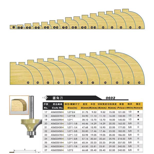 Round Corner Arden Router 60HRC Trimming Chamfering Router Bit