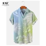 Stand Collar Printed Men's Hawaiian Shirt Summer Coconut Retro Top 3d Casual