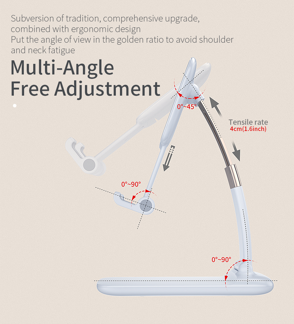 Foldable Adjustable Mobile Phone Stand For 4.7-7.4 Inches Phones And Tablets