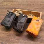 Vintage Cowhide Leather Keychain Coin Purse for Women Men Advantage-Low MOQ Mix