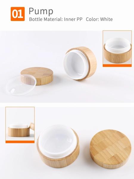 Color Customized Bamboo Cosmetic Jars Logo Engraving With Bamboo Lid 3g 5g 10g