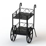 Wine Bottles Cart Food Display Stands With Metal Wire Shelves Two Layers