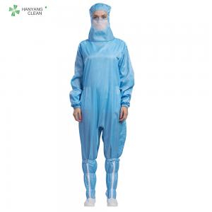 China S - 5XL Size Anti Static Garments Blue Color With Hoods And Face Mask on sale