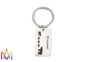 Wholesale OEM ODM Thanksgiving Day Gift Bear Family Engraved Metal Keychains from china suppliers