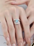 High Clarity Fancy Diamond Rings Blue Cushion Cut Wedding Ring