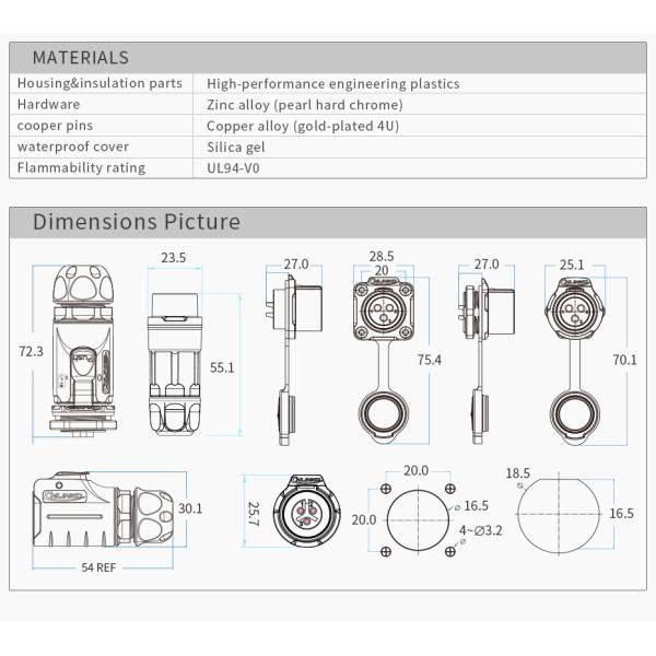 Cnlinko Connector M16 IP68 Waterproof Outdoor Led Lighting Connector 3 Pin Extension Wire Industrial Connector