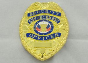 Wholesale 80mm Police Souvenir Badges , Zinc Alloy With Gold Plating Brooch Pin On Back Side from china suppliers