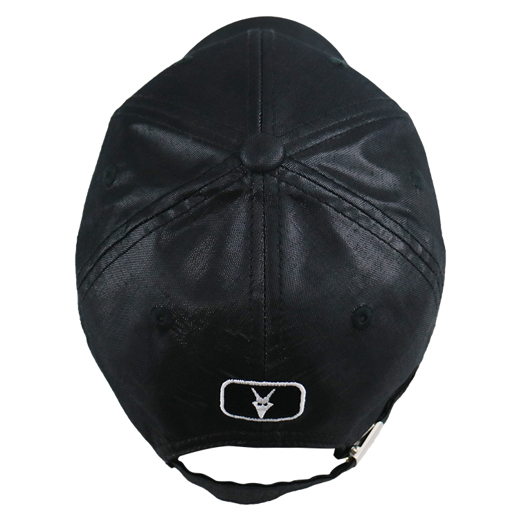 Unisex Black Sports Dad Hats 6 Panel Fashion Design Leather Material
