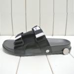 Black Ladies Peep Toe Slippers , Elastic Fabric Buckle Slip On Sandals