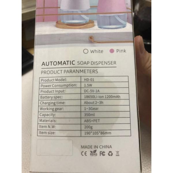 350ml Desk type Touchless Sanitizer Dispenser Automatic soap dispenser White/ pink ABS+PET