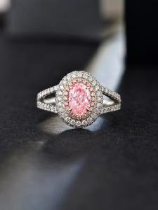 Wholesale 0.89ct Lab Created Synthetic Fancy Pink CVD Diamond IGI Certified 18K White Gold Set Diamond Ring from china suppliers