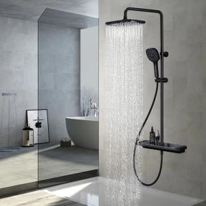 Wholesale Shower Set Black Wall Mounted Stainless Steel Rain Shower Set Mixer Faucet from china suppliers