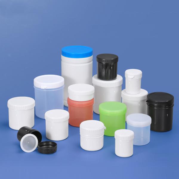 Powder Packing HDPE Jar with Wide Mouth and Sealed Screw Neck in Black/White