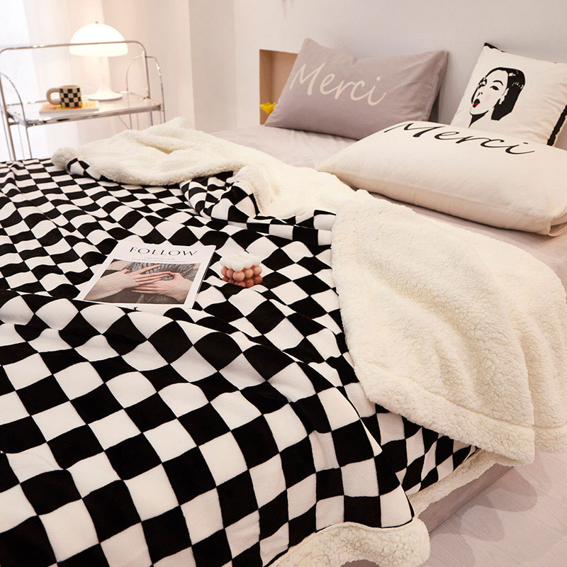 All-Season Checkerboard Pattern Blanket Warm and Fashionable Addition to Your Home