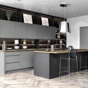 Wholesale Solid Wood Affordable Luxury Gray Glossy Modular Kitchen Cabinet with Blum Hardware from china suppliers