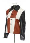 High Fashion Breathable Stitching Color Long Sleeve Button Cropped PU Baseball