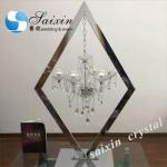 ZT-407 New Gold diamond stand with Hanging Crystal candles holder for wedding