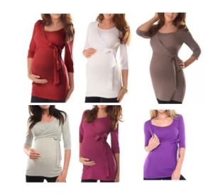 Wholesale Any Size Color Womens Maternity Clothes 3/4 Sleeves 2 IN 1 Nursing Wrap Tops from china suppliers