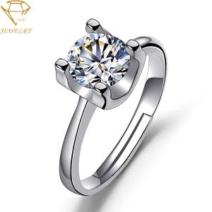 Wholesale Adjustable Women Silver Diamond Wedding Ring Anti Allergic from china suppliers