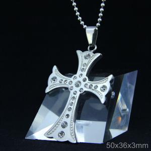 Wholesale Trendy Stainless Steel CZ Crystal Stones Inlay Cross Plus Symbol Necklace Pendant LDC114 from china suppliers