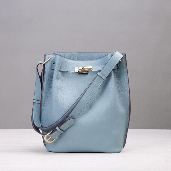 Quality high quality women pale blue leather bucket bag designer bags calfskin  luxury handbags famous brand handbags for sale