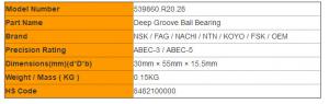 Wholesale Single Row Deep Groove Small Ball Bearings Chrome Steel Material 30mm × 55mm × 15.5mm from china suppliers