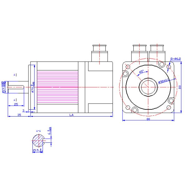 AC synchronous servo motor flange 80mm 0.4KW, 0.75KW, 1KW