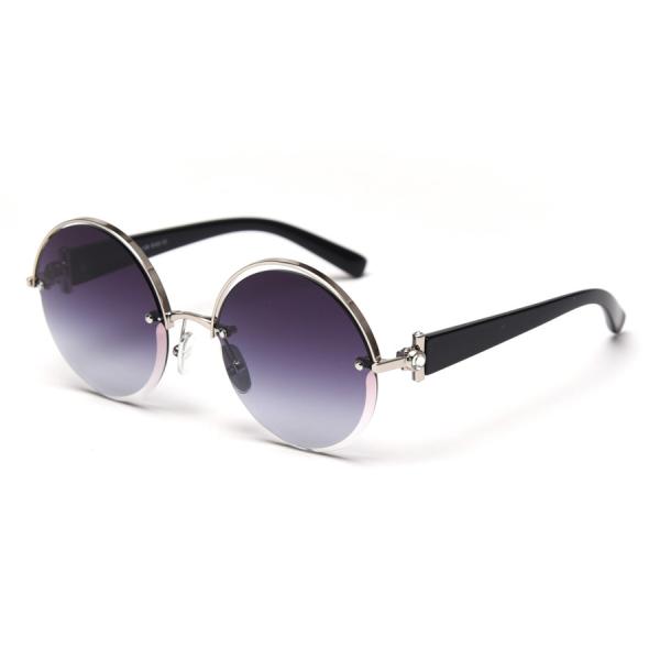 Cut Half Frame UV400 Hollow Round Polarized Sunglasses Female Ins Net Celebrity