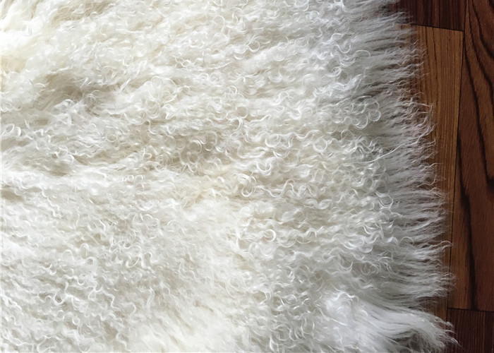 Brown Dyed Rectangular Mongolian Sheepskin Rug Fur For Baby Photography