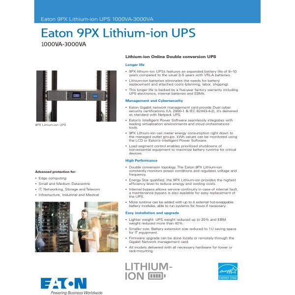 Eaton 9PX Lithium-ion UPS 1000W 1500W Lithium battery power supply system