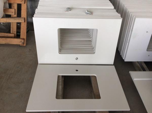 Quality Durable Prefabricated Vanity Countertops , Absolute White Natural Quartz Vanity Top for sale