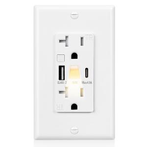 Wholesale 20A QC/PD20W USB Outlet With 0.2W Power Night Light from china suppliers