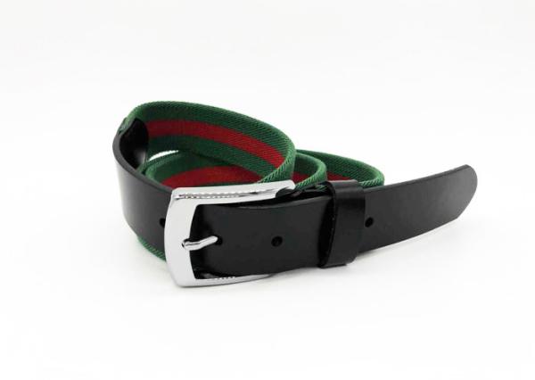 Genuine Leather Ending Mix Color Fabric Stretch Elastic Cotton Men Waist Belt
