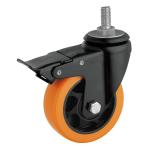 75mm 3inch Orange Industrial Trolley Furniture PU/PVC Castor for Heavy-Duty