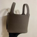 Hermes Branded Ladies Handbag Jaune Ambre Picotin Lock PM Clemence Leather