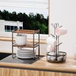 2 Tiers Standing Type Wood Element Household Multifunctional Stylish Metal