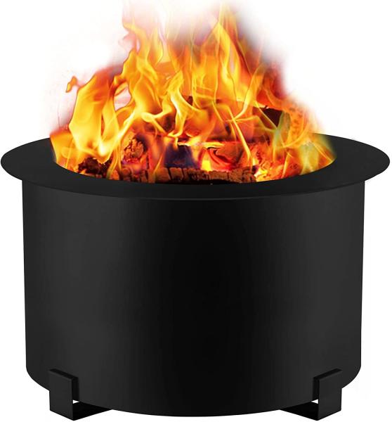 Carbon Steel 21.5 Inch Portable Smoke Free Fire Pit For Picnic Camping Backyard
