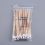 Household Wood Stick Cotton Swabs , 100 Pcs / Bag Cosmetic Cotton Swabs