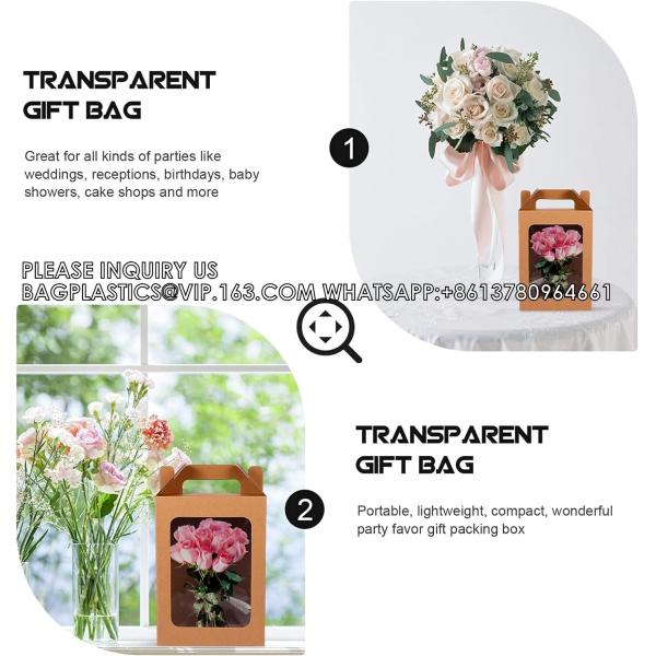 Window Box Gift Wrapping Bags Small Cake Boxes Bakery Bags With Standing Cookie Bag Flower Packaging Bag Bakery Box