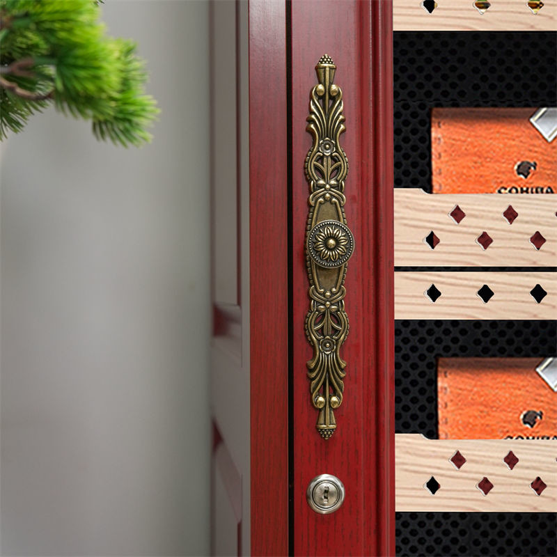 Electronic Humidor Cabinet Cigar Cooler Humidifier With Brown Wood Frame