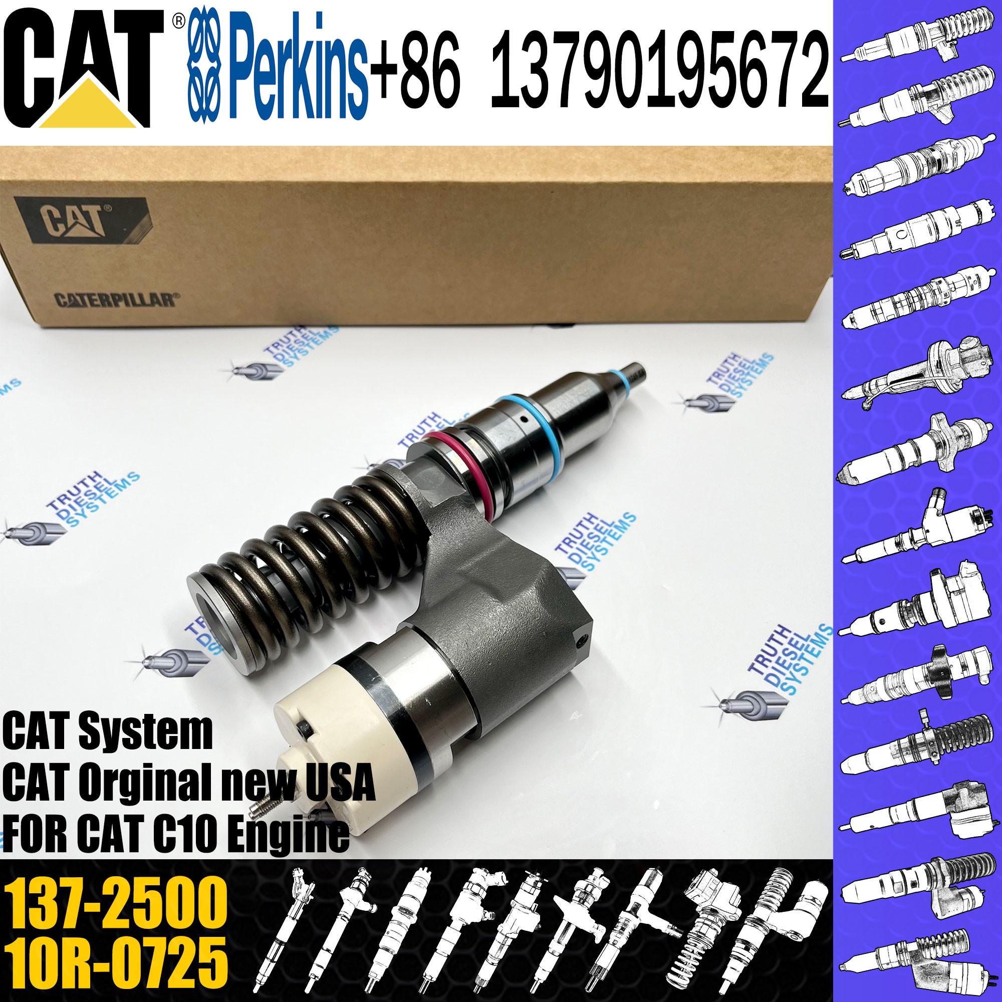 Fuel Diesel Injector 137-2500 10RO963 229-5918 212-3463 212-3464 for CAT C10 Engine