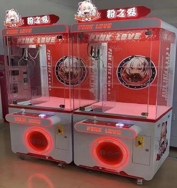 Earn money coin operated fully transparent hardware cabinet doll machines for