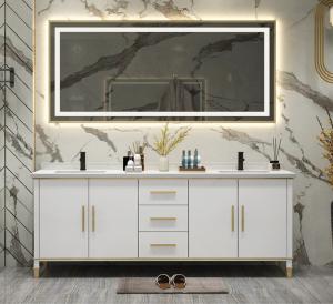 Wholesale Bathroom Wash Machine Cabinet Floating Vanity E1 white Melamine 1.2*0.7m Led Mirror from china suppliers