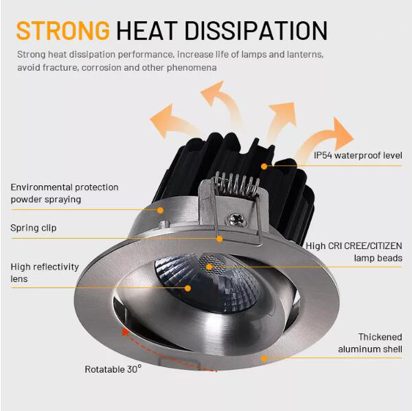 8W/10W IP54 5 Years Warranty 38° Rotatable LED Spot Down Light Silver Color 2700K-6000K With CE ROHS Certificate