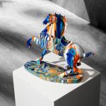 Elegant Vintage Camouflage Galloping Horse Resin Ornament Perfect for Home and